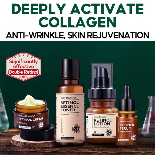 VIBRANT GLAMOUR Original Anti Aging Retinol Face Cream Retinol Serum Retinol Lotion Retinol Toner 4PCS