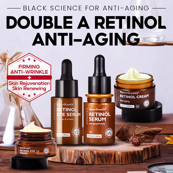 VIBRANT GLAMOUR Double Retinol Sets Vitamin A Anti Aging Whitening 4 Pieces