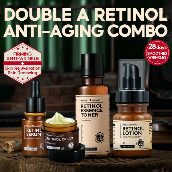 VIBRANT GLAMOUR Original Anti Aging Retinol Face Cream Retinol Serum Retinol Lotion Retinol Toner 4PCS