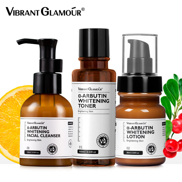 VIBRANT GLAMOUR α-Arbutin Whitening Sets Face Cleanser+ Toner+Lotion Niacinamide 3pcs