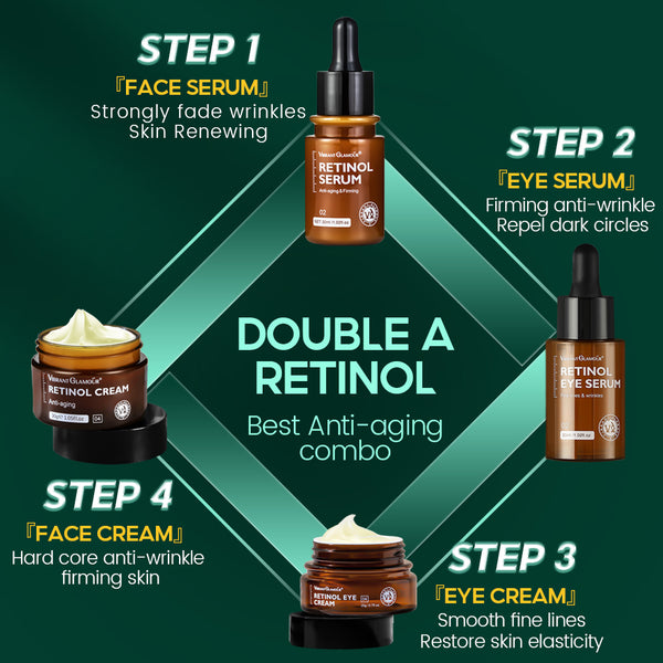 VIBRANT GLAMOUR Double Retinol Sets Vitamin A Anti Aging Whitening 4 Pieces