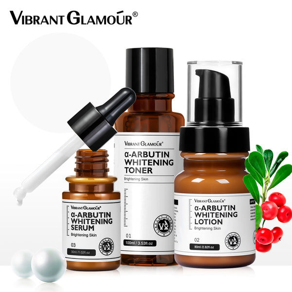 VIBRANT GLAMOUR α-Arbutin Whitening Skin Care Sets Niacinamide Brightening Fade Dark Spot 3pcs