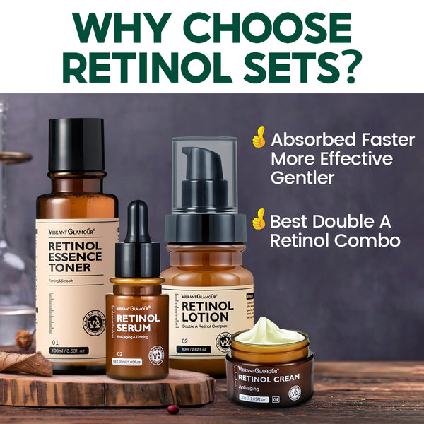 VIBRANT GLAMOUR Original Anti Aging Retinol Face Cream Retinol Serum Retinol Lotion Retinol Toner 4PCS