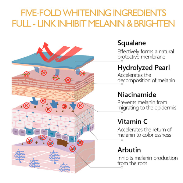 VIBRANT GLAMOUR α-Arbutin Whitening Skin Care Sets Niacinamide Brightening Fade Dark Spot 3pcs