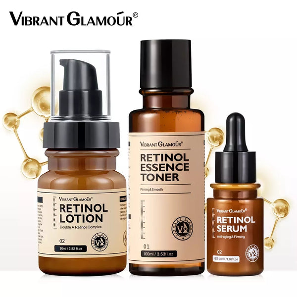 VIBRANT GLAMOUR Original Anti Aging Retinol Face Cream Retinol Serum Retinol Lotion Retinol Toner 4PCS