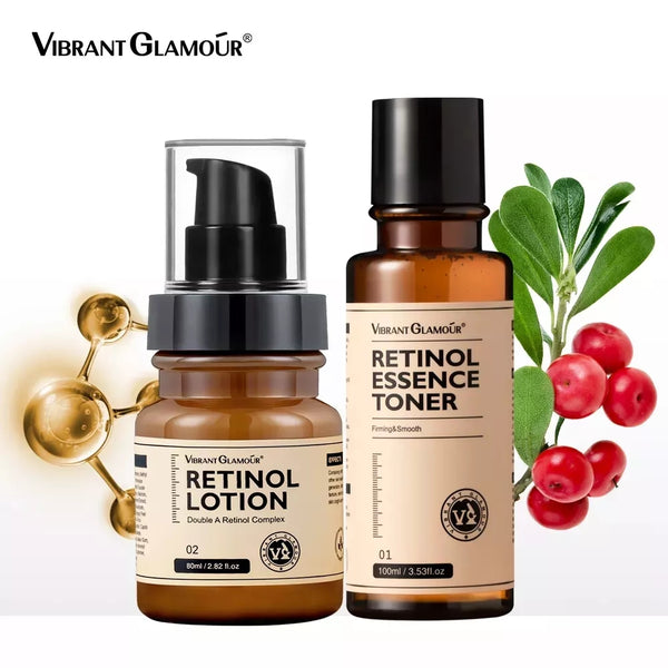 VIBRANT GLAMOUR Original Anti Aging Retinol Face Cream Retinol Serum Retinol Lotion Retinol Toner 4PCS
