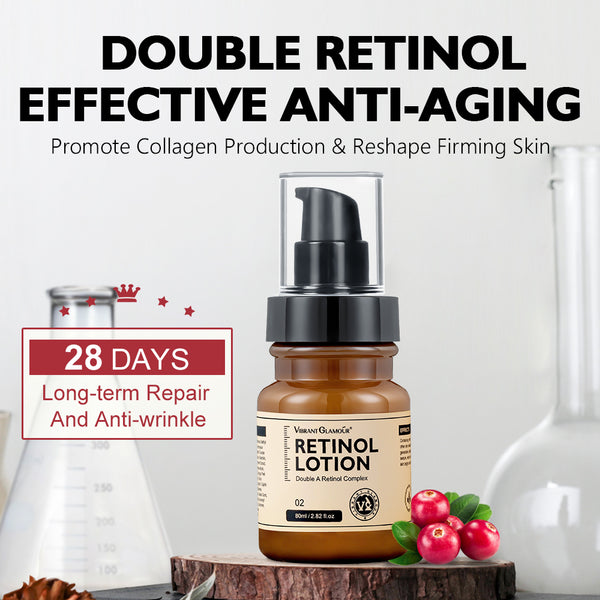 VIBRANT GLAMOUR Double Retinol Face Toner+Serum+Lotion Cream Set Anti-aging Remove Wrinkle Whitening 3Pcs