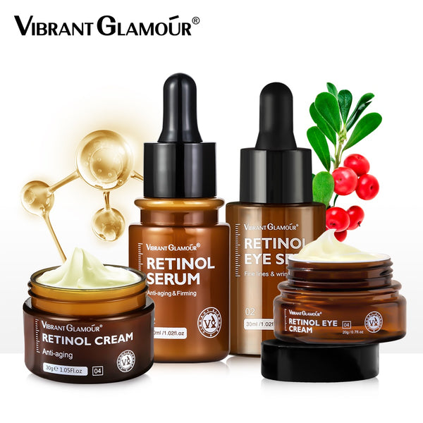VIBRANT GLAMOUR Double Retinol Sets Vitamin A Anti Aging Whitening 4 Pieces