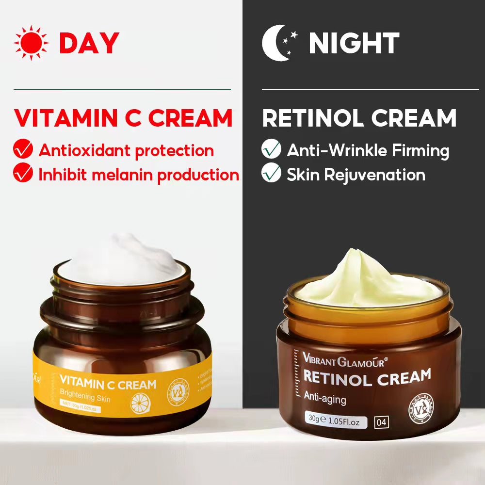 VIBRANT GLAMOUR Naturals Retinol Cream + Vitamin C Face Cream Set