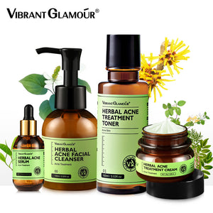 VIBRANT GLAMOUR Herbal Acne Treatment Set Tea Tree Oil Acne Pimples Removal 4PCS